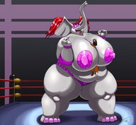 drawing anthro color huge_breasts mini_giantess bbw kazecat elephant between_breasts