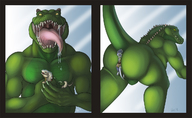 drawing anthro color butt mouth teeth handheld saliva domination dinosaur muscles reptile butt_smother raptor