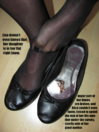 collage shoes stockings story unaware shrunken_woman captions flats
