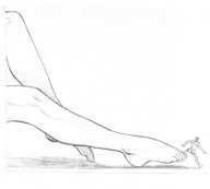 drawing feet monochrome shrunken_men legs caught between_toes running_away