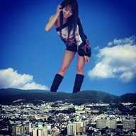 collage mega long_hair asian boots unknown_artist looking_down