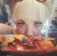collage blonde shrunken_woman in_food implied_vore