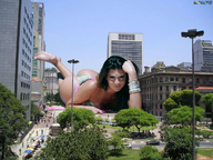 giantess collage city barefoot lying_down beregous looking_at_viewer between_buildings brazil são_paulo renata_molinaro