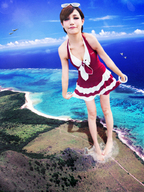 crush collage mega swimsuit beach barefoot ocean asian jets looking_at_viewer sjw