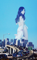 collage city mega barefoot traffic asian highway skyscrapers sky looking_at_viewer sjw
