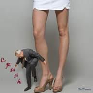 giantess collage clothed high_heels shrunken_men foot_crush