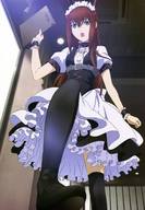shoes brunette low_angle looking_down thighhighs point_of_view menu makise_kurisu steins;gate