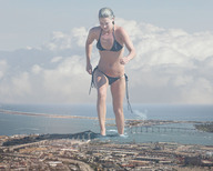 breasts giantess collage mega blonde swimsuit bridge destruction ocean buildings wonderslug clouds sky wading ali_larter san_diego harbors