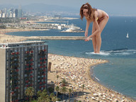 giantess collage swimsuit beach handheld ocean brunette wonderslug captured catch leaning_forward victims resort_area beach_goers catching_people looking_at_tiny