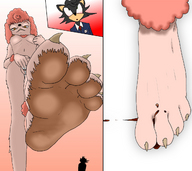 drawing crush nude furry macro soles blood domination low_angle xtreme7 cruel underneath point_of_view raised_foot panels shrunken_character looking_at_tiny
