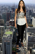 giantess collage city clothed brunette streets vehicles clothing looking_at_viewer between_buildings