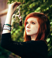 collage handheld red_hair shrunken_woman dangle between_fingers intershrinker looking_at_tiny