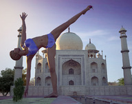 giantess blonde barefoot aileron short_hair between_toes yoga digital_render