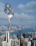 giantess collage city mega destruction helicopter wonderslug fire skyscraper smoke sky under_foot michelle_rodriguez hong_kong