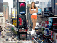 giantess collage city mega traffic brunette socks wonderslug shorts skyscraper streets vehicles sneakers hooters signs new_york_city between_buildings times_square billboards