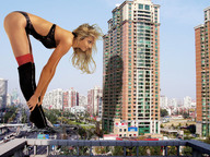 giantess collage city blonde destruction buildings wonderslug boots thigh_highs stacy_keibler leaning_forward looking_in