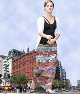 giantess collage clothed barefoot celebrity walking clothing emma_watson vehicle_crush taran looking_away streetcorner blue_nails