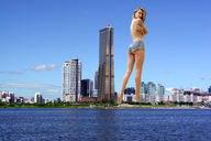 giantess collage city barefoot skyscraper sky looking_at_viewer waterfront lala222221