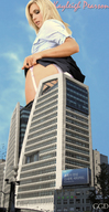 giantess collage city blonde butt skirt low_angle hand model skyscraper sky birds ggd korea flock kayleigh_pearson