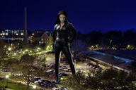 giantess collage buildings brunette wonderslug looking_down leather night parking_lot lights crushed_car katie_holmes