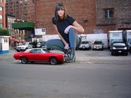 collage city clothed buildings brunette wonderslug mini_giantess boots kneeling model vehicles clothing looking_at_viewer