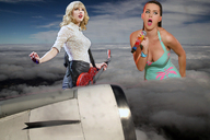 giga blonde cleavage brunette giantesses red_lips guitar katy_perry taylor_swift pink_lips joe117 singer above_the_clouds