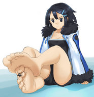drawing giantess crush feet barefoot cleavage soles pogojo domination sitting legs shrunken_woman entrapment cruel between_toes pinned looking_at_tiny