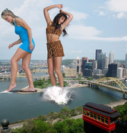 giantess collage city bridge barefoot water wonderslug legs skyscraper giantesses pittsburgh sky adrianna_daniels kerstin