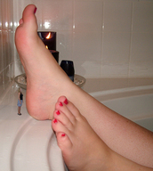 collage toes barefoot bath soles toy shrunken_woman pedicure candle