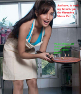 collage vore cleavage brunette story shrunken_men cook looking_at_viewer frying_pan toy_for_women