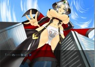 breasts drawing panties buildings low_angle hand nylons looking_down sky point_of_view cape looking_at_viewer