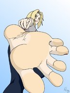 drawing toes barefoot soles low_angle tsunade foot_pov point_of_view pointing katsuna looking_at_tiny naruto_(series)