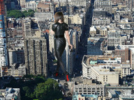 giantess collage city high_heels buildings brunette wonderslug walking kate_beckinsale between_buildings city_street behind_view leather_dress