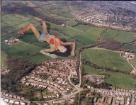 breasts giantess collage lying_down belly rural houses field looking_at_viewer farm_land accasbel doward_angle