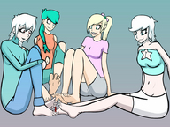 drawing feet barefoot soles sitting pedicure shrunken_character jj-psychotic surrounded