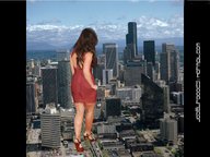 giantess collage city high_heels buildings brunette walking skyscrapers clouds sky jennifer_love_hewitt behind_view joselitooo23