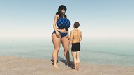 size_difference swimsuit beach water huge_breasts amazon sand looking_at_victim nyom87 digital_render