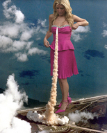 giantess collage blonde ocean high_heels dress looking_down smoke jessica_simpson rocket accasbel rocket_launch launch_site
