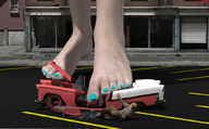 small_man barefoot buildings streets pedicure giantess_feet crushed_car drcreep digital_render