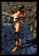 breasts drawing growth nipples giantess mega color barefoot mini_giantess mask ripped_clothing catwoman ericalannelson museum dc_comics