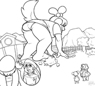 drawing micro panties macro tail monochrome butt sheela bending_forward isabelle animal_crossing acnl wip