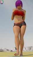 giantess crush micro feet city destruction barefoot purple_hair low_angle looking_down skyscraper under_foot tattoo toe_ring point_of_view tiny_mk goddessviolet violets_power digital_render