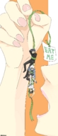 drawing giantess vore color shrunken_men hand open_mouth dangle between_fingers tagged_men
