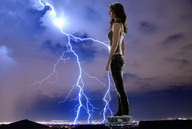 collage landscape city mega destruction clothed wonderslug boots standing smoke clouds night sky lightning city_lights lightning_bolt summer_glau