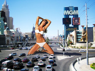 high_heels traffic brunette posing wonderslug kneeling lingerie las_vegas looking_at_viewer cracked_pavement