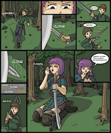 drawing sword small_men kneeling warrior thor66 woods set outdoors trees panels