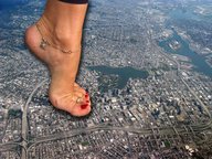 collage feet city mega destruction barefoot buildings skyscraper pedicure toe_ring ankle_bracelet youranus32