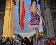 giantess collage feet city high_heels buildings low_angle smiling short_hair legs arch shrunken_people looking_at_viewer flag france alizee giantesscity