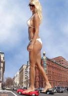 breasts giantess collage mega blonde swimsuit barefoot buildings street walking sunglasses sky taran victoria_silvstedt car_crush