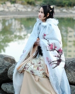 collage clothed handheld asian short_hair shrunken_men outdoors pond rock_wall